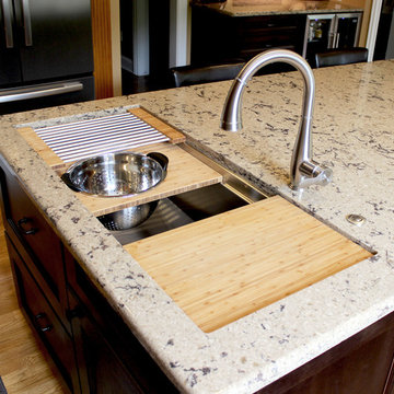 Custom Island with 4' Galley Workstation with Quartz Countertop