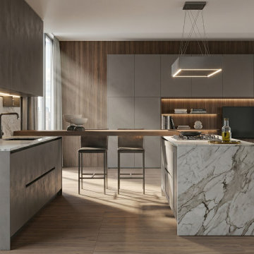 "The Zanzibar Eclipse" Minimalist Luxury Kitchen #interiordesign in Dark Warm In