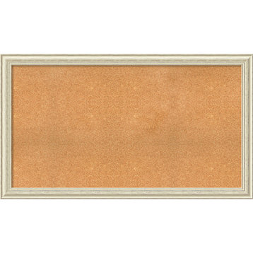 Framed Cork Board, Country White Wash Wood, 56x32