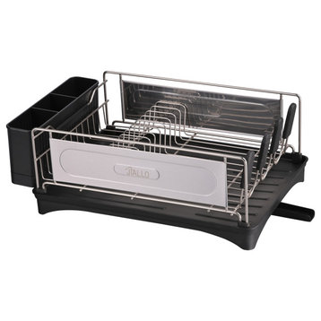 Jiallo Stainless Steel Luxury Dish Rack With Self-Draining Tray, Silver