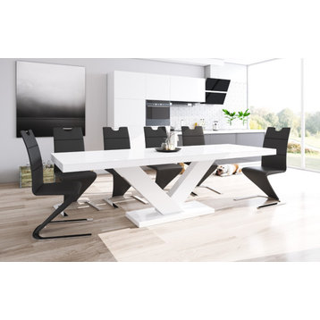 NICTORIA Dining Table with Extension, White