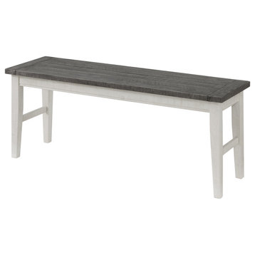 Monterey Solid Wood White Stain and Gray Dining Bench