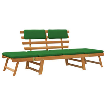 vidaXL Patio Bench with Adjustable Armrest and Cushions 2-in-1 Solid Wood Acacia