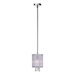 Shaded 1 Light 6" Crystal Mini Pendant or Ceiling Mount Fixture with Silver Orga - Pendant Lighting