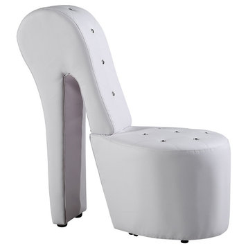 High Heel Crystal Studs Shoe Chair, White