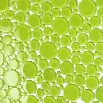 12"x12" Apple Green Bubble Glass Mosaic Tile