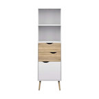 Tvilum Diana Wood Bookcase with 2 Drawers and 1 Door in White and Oak