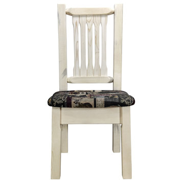 Homestead Collection Side Chair, Clear Lacquer Finish W/ Upholstered Seat