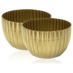 Serene Spaces Living - Serene Spaces Living Pale Gold Bowl, Scalloped Floral Accent, Set of 2 - Adding simple elegance to your design style doesnt have to be difficult, thanks to the Serene Spaces Living Pale Gold Bowls. This iron bowl has a pale gold finish and a scalloped edge and pattern. It fits well in many different design styles. Use it in multiples as floral accents on a dinner table at a wedding or event. Ours adorns faux mini red roses. Sold as a set of 2, each bowl measures 3" Tall and 5" Diameter. You can count on the pale gold bowl and all products from Serene Spaces Living to be made with love.