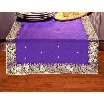 Purple - Hand Crafted Table Runner (India) - 14 X 70 Inches