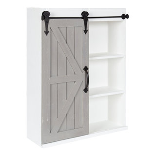 Cates Wood Wall Storage Cabinet with Sliding Barn Door - Farmhouse ...