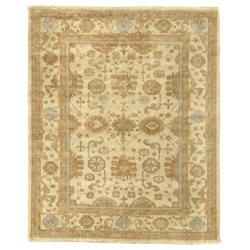 Lorna Antique-Style Woven Oushak Rug, Light Gold and Silver, 14'x18'