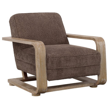 Roland Upholstered Grey Armchair Chair With Wood Frame