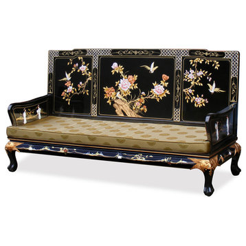 Black Lacquer Living Room Set, Chinese Imperial Motif