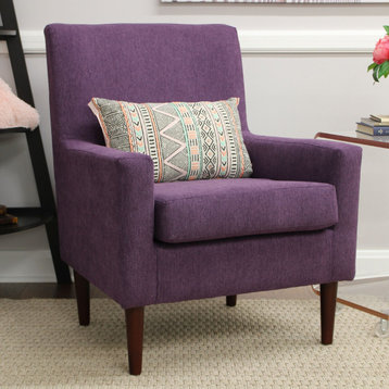 Modern Accent Chair, Removable Foam Seat Cushion and Track Arms, Eggplant
