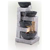 Gray Cascading Bowl Tabletop Fountain With LED Lights