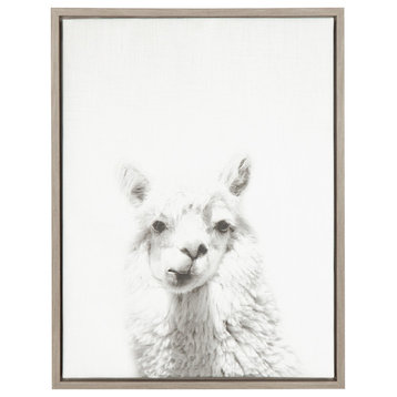 "Alpaca" Canvas Wall Art, Black and White, 18"x24"