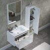 Floating Bathroom Vanity Set, Glossy White, 30" With Sink, Mirror & Side Cabinet