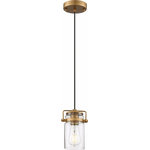 Nuvo Lighting - Nuvo Lighting 60/6735 Antebellum - 1 Light Mini Pendant - Antebellum; 1 Light; Mini Pendant Fixture; MahoganAntebellum 1 Light M Vintage Brass Clear  *UL Approved: YES Energy Star Qualified: n/a ADA Certified: n/a  *Number of Lights: Lamp: 1-*Wattage:60w A19 Medium Base bulb(s) *Bulb Included:No *Bulb Type:A19 Medium Base *Finish Type:Vintage Brass