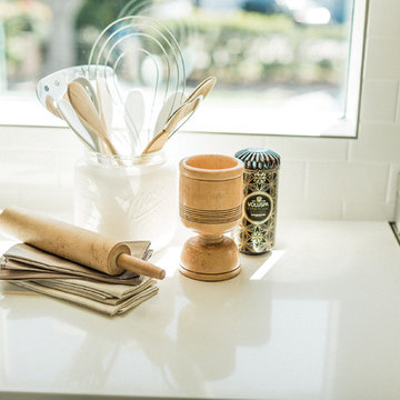 Modern Kitchen Countertop Styling with Wooden Spoons