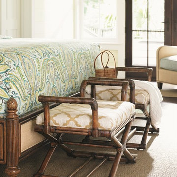 Tommy Bahama Home Bali Hai Echo Beach Bench Tropical Bench With Rattan Frame