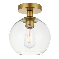 Elegant Lighting LD2204 Baxter 1 Light 8"W Semi-Flush Globe - Brass / Clear