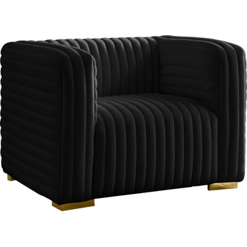 Ravish Velvet Upholstered Chair, Black