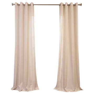 Sand Faux Linen Grommet Curtain Single Panel, 50"x84"