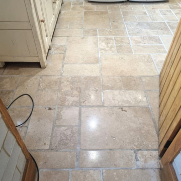 Deep Cleaning a Filthy Travertine Floor Tiles in Neston Utility Room
