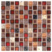 Gali Carnival Red Glass And Stone Mosaic Tile