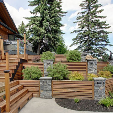 Hardwood Tiered Garden Retaining Wall