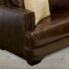 Brown Leather Sectional With Nailheads