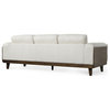 Connor Contemporary Oversized 3 Seater Sofa, Beige/Dark Walnut, Fabric