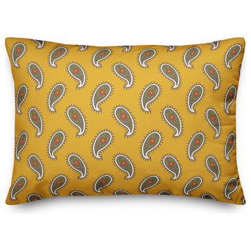Paisley Pattern in Yellow Throw Pillow