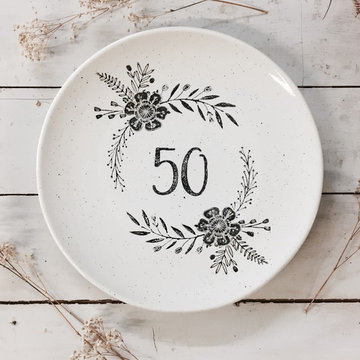 Hand Painted 50th Anniversary Serving Platter