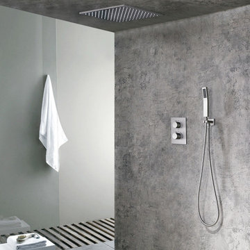 $399.99 Modern 16" Rain Thermostatic Shower Faucet Brushed Nickel Flush Mount Sh