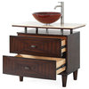 36" Verdana Vessel Sink Brown Vanity With Faucet, Yellow Cultured Marble