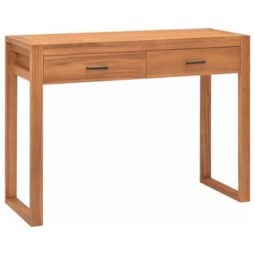 vidaXL Desk with 2 Drawers 39.4"x15.7"x29.5" Solid Wood Teak Writing Desk