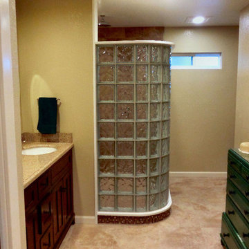 Glass block shower in room addition Simi Valley California