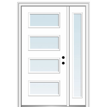 48"x80" 4 Lites Clear Left-Hand Inswing Primed Fiberglass Door, 6-9/16"