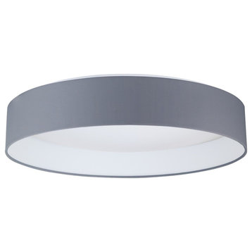 1x22W LED Ceiling Light w/ White Glass and Charcoal Grey Fabric Shade
