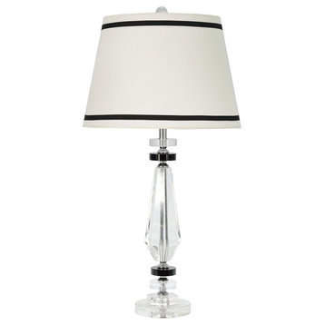 40005, 29 1/2" High Crystal Glass Table Lamp, Chrome Finish With Crystal