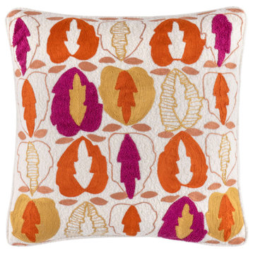 Oakley Embroidered Coral Decorative Pillow, 20" Square