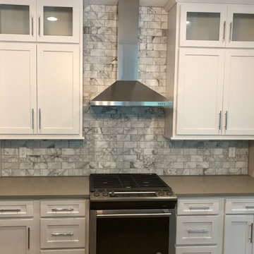 Koch Cabinets Prairie Painted White Maple MSI Fossil Grey Cambria Summerhill