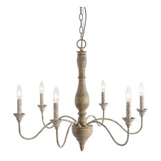 LNC 6-Light Farmhouse Chandeliers, Distressed Wood