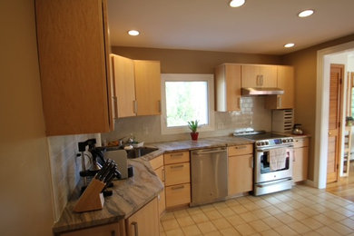 Kitchen Remodel White Wall Tile Granite Counters