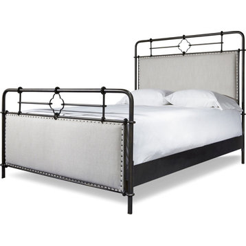 Dogwood Upholstered Metal Bed - Rubbed Bronze, Queen