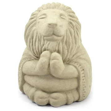 Meditating Buddha Lion Cast Stone Garden Statue
