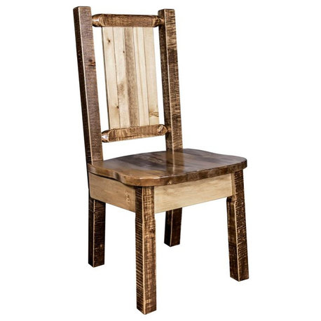 Montana Woodworks Homestead Wood Side Chair with Laser Engraved in Brown