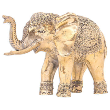 NOVICA Elephant Days And Brass Sculpture